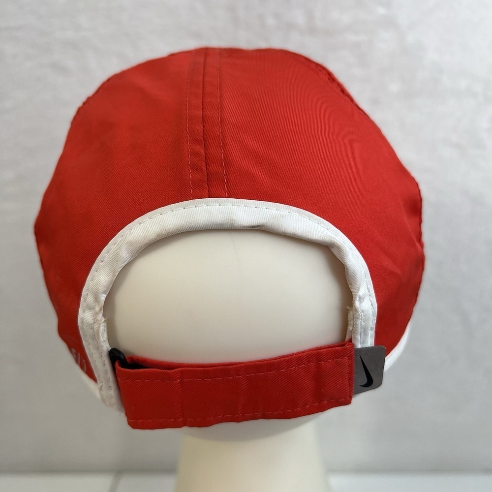 NIKE Adult FEATHERLIGHT DRI-FIT Tennis Golf Hat Fiery Red Strapback Adjustable - Picture 6 of 12